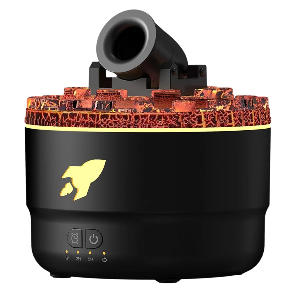 Turret Shape Aroma Diffuser Simulated Volcanic Lava Air Humidifier with 7 Light Colors, US Plug - Black - 1