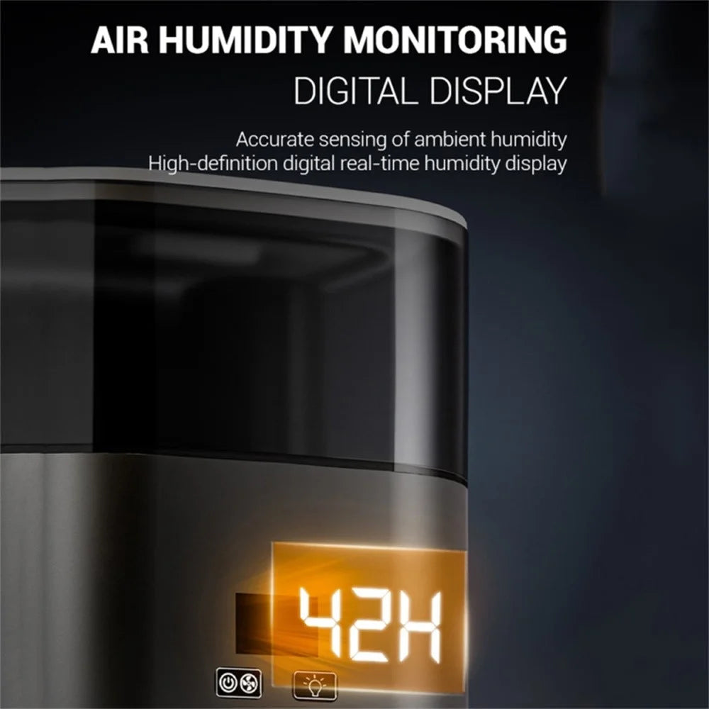 Digital Display Simulation Flame Humidifier Large Capacity Home Mist Diffuser, EU Plug - Black - 6