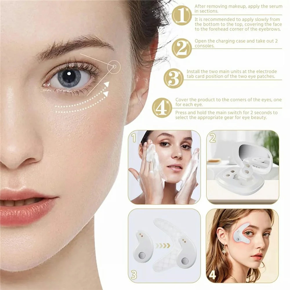 2 In 1 Makeup Mirror Eye Care Patches with Charging Case Anti Wrinkle Eye Massager - 4