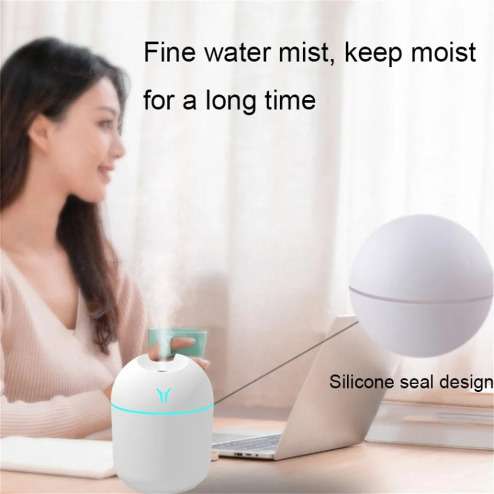 USB Mini Desktop 7 Color Night Light Car Humidifier 250ML Capacity Portable Ultrasonic Cool Mist for Home / Office / Vehicle - Blue - 2