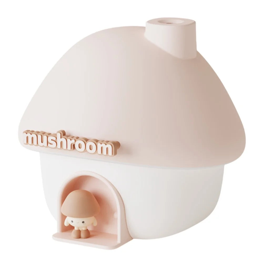H09 Mushroom House Air Humidifier Portable Mini Ultrasonic Cool Mist Maker 2000mAh 300ml Water Tank - Pink - 1