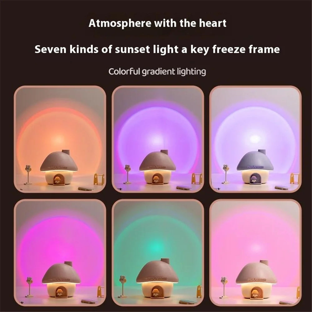 H09 Mushroom House Air Humidifier Portable Mini Ultrasonic Cool Mist Maker 2000mAh 300ml Water Tank - Pink - 4