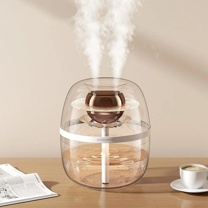Dual Nozzle 3L Large Capacity Humidifier USB Transparent Quiet Mist Diffuser with Night Light - White - 1