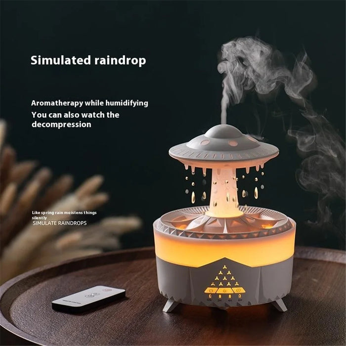 Creative Raindrop Humidifier Aroma Diffuser Indoor 7-Color LED Large Mist Ultrasonic Humidifier, EU Plug - White - 5