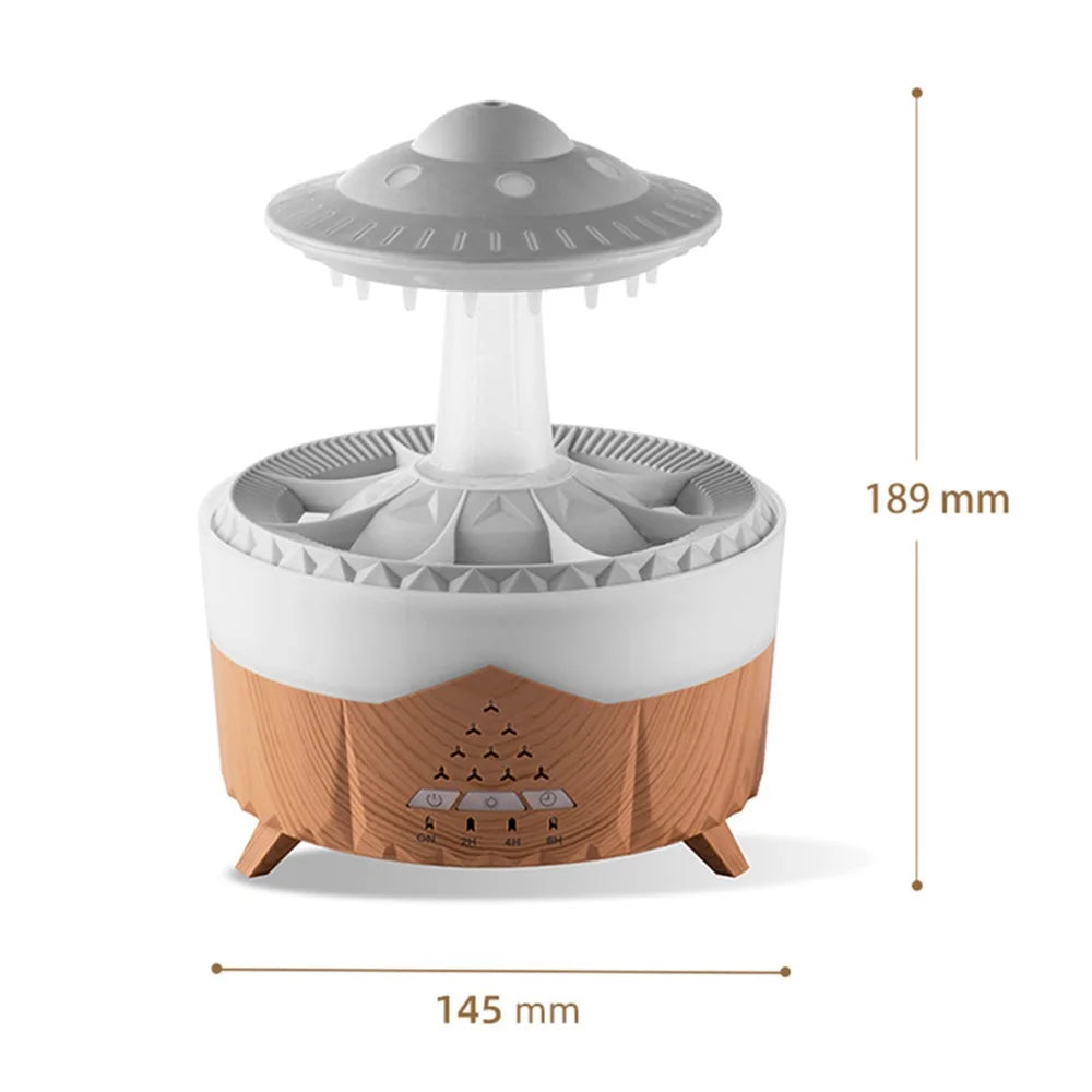 Creative Raindrop Humidifier Aroma Diffuser Indoor 7-Color LED Large Mist Ultrasonic Humidifier, EU Plug - Light Wood Color - 4