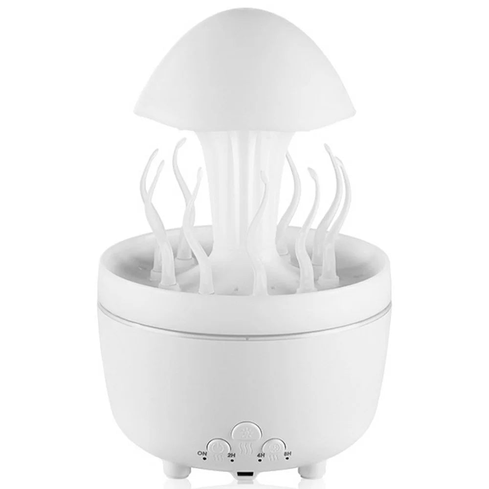 Rotating Jellyfish Essential Oil Diffuser Humidifier 7 Color Night Light Desktop Air Humidifier with Remote Control - EU Plug - White - 1