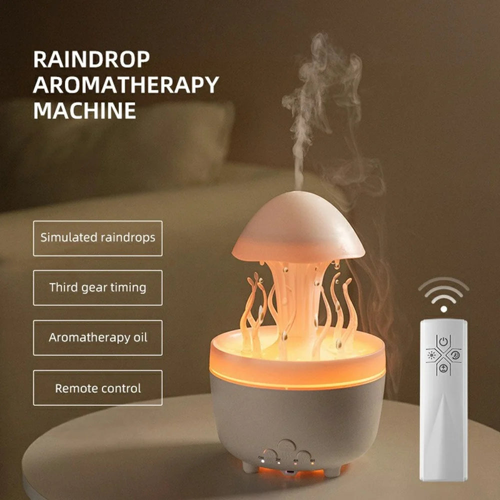 Rotating Jellyfish Essential Oil Diffuser Humidifier 7 Color Night Light Desktop Air Humidifier with Remote Control - EU Plug - White - 2
