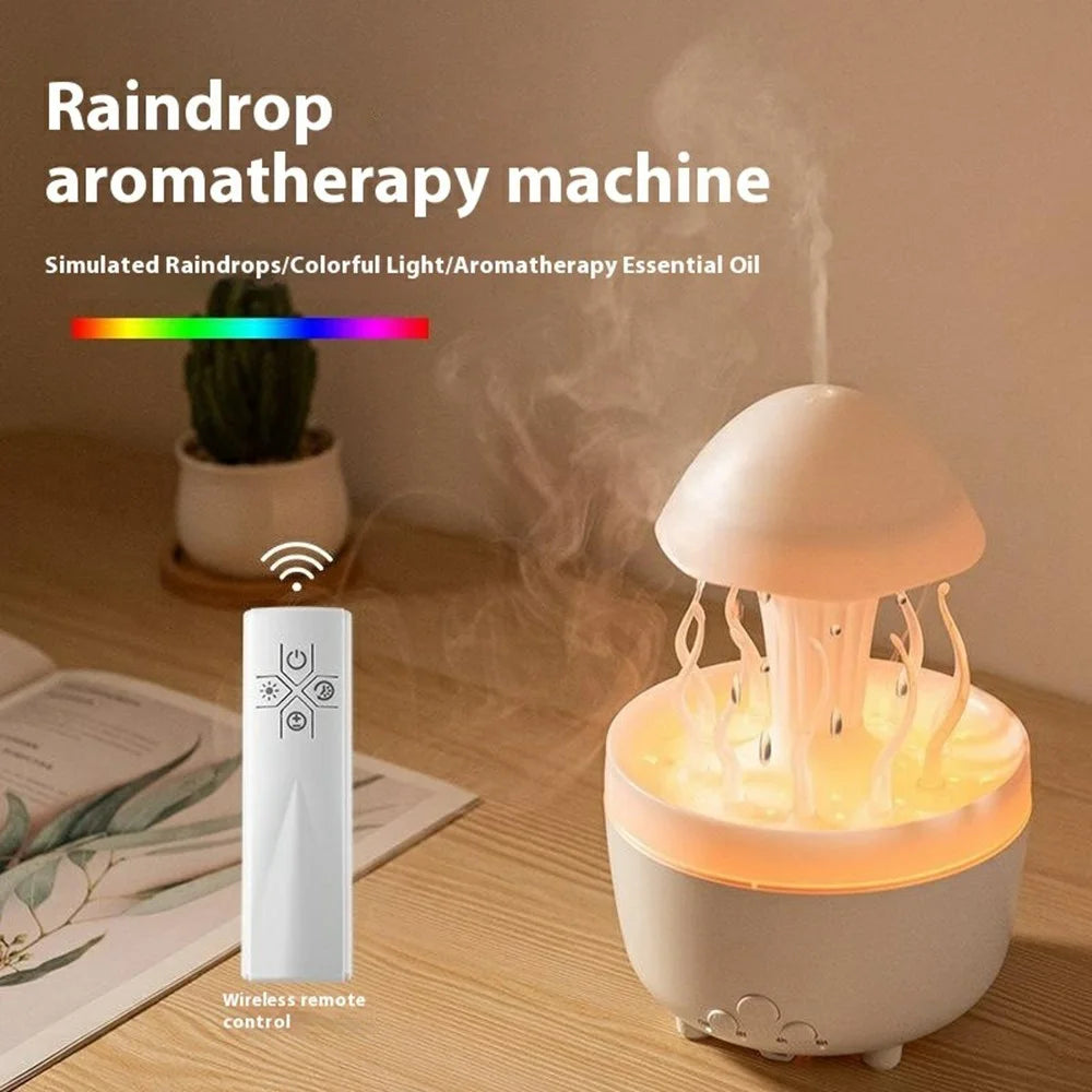 Rotating Jellyfish Essential Oil Diffuser Humidifier 7 Color Night Light Desktop Air Humidifier with Remote Control - EU Plug - White - 3