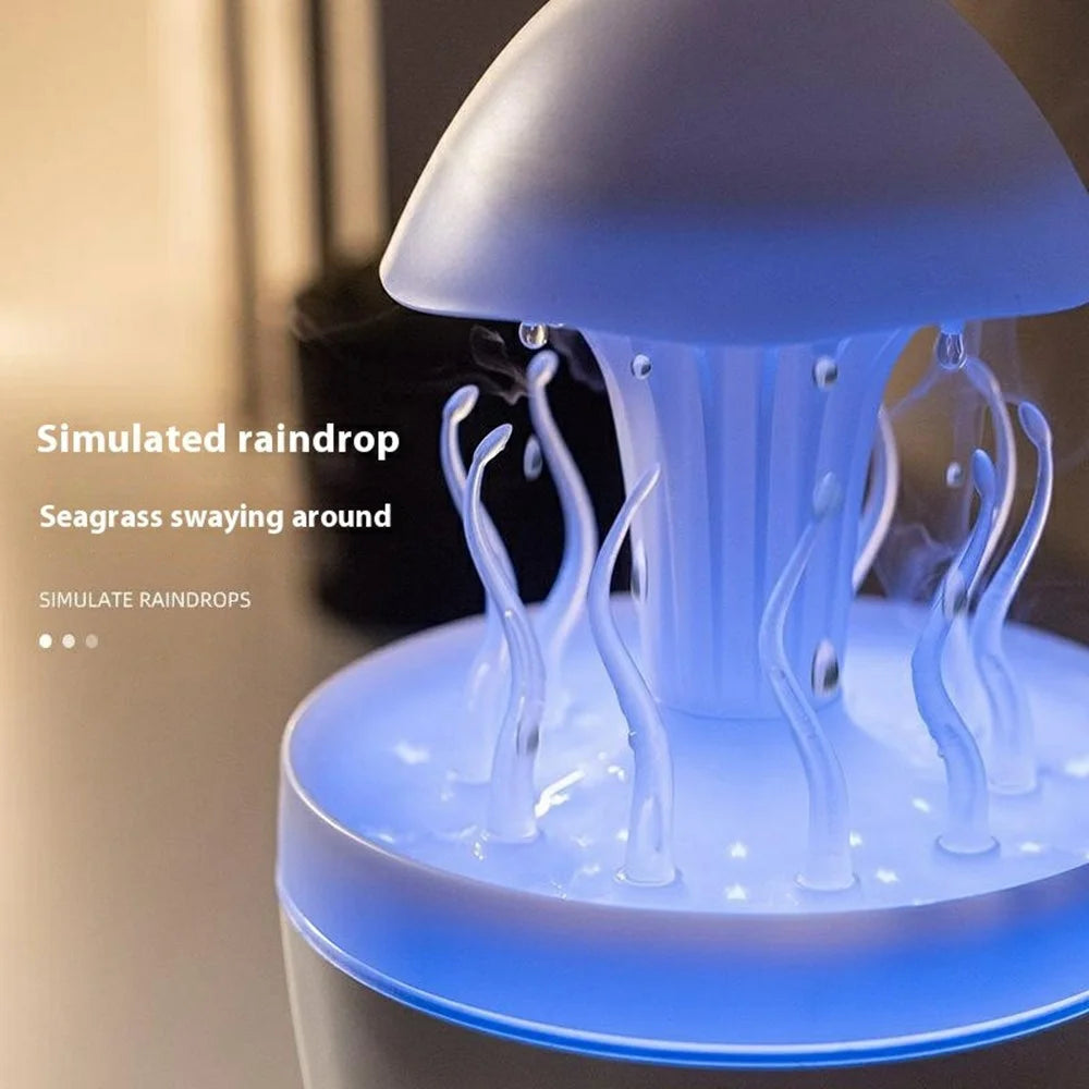 Rotating Jellyfish Essential Oil Diffuser Humidifier 7 Color Night Light Desktop Air Humidifier with Remote Control - EU Plug - White - 4