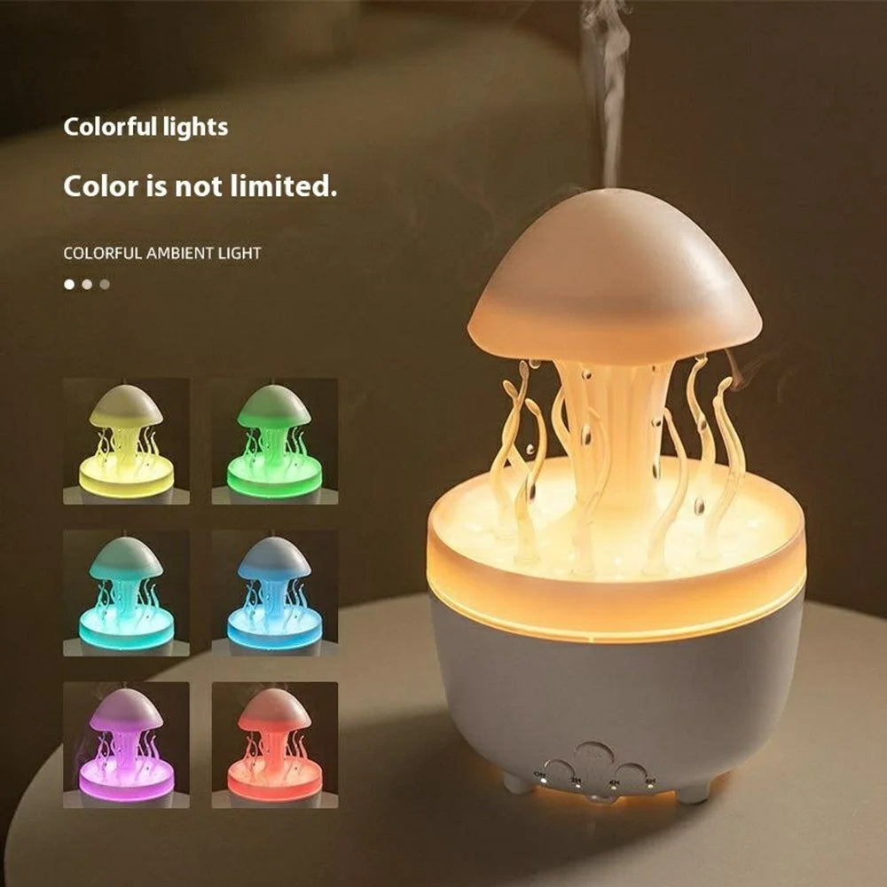 Rotating Jellyfish Essential Oil Diffuser Humidifier 7 Color Night Light Desktop Air Humidifier with Remote Control - EU Plug - White - 5