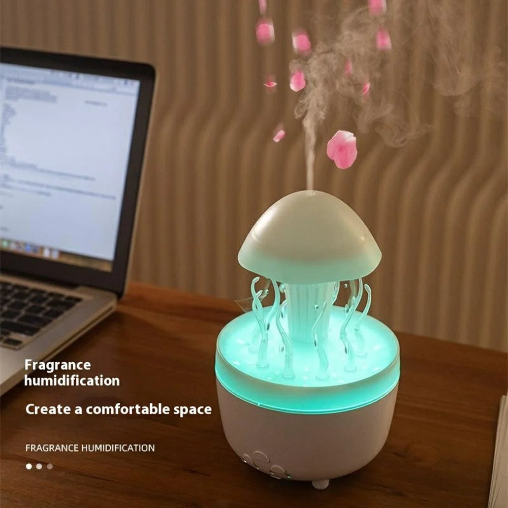 Rotating Jellyfish Essential Oil Diffuser Humidifier 7 Color Night Light Desktop Air Humidifier with Remote Control - EU Plug - White - 6