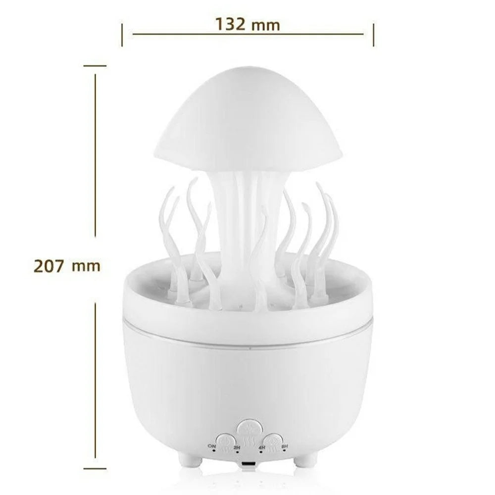 Rotating Jellyfish Essential Oil Diffuser Humidifier 7 Color Night Light Desktop Air Humidifier with Remote Control - EU Plug - White - 7
