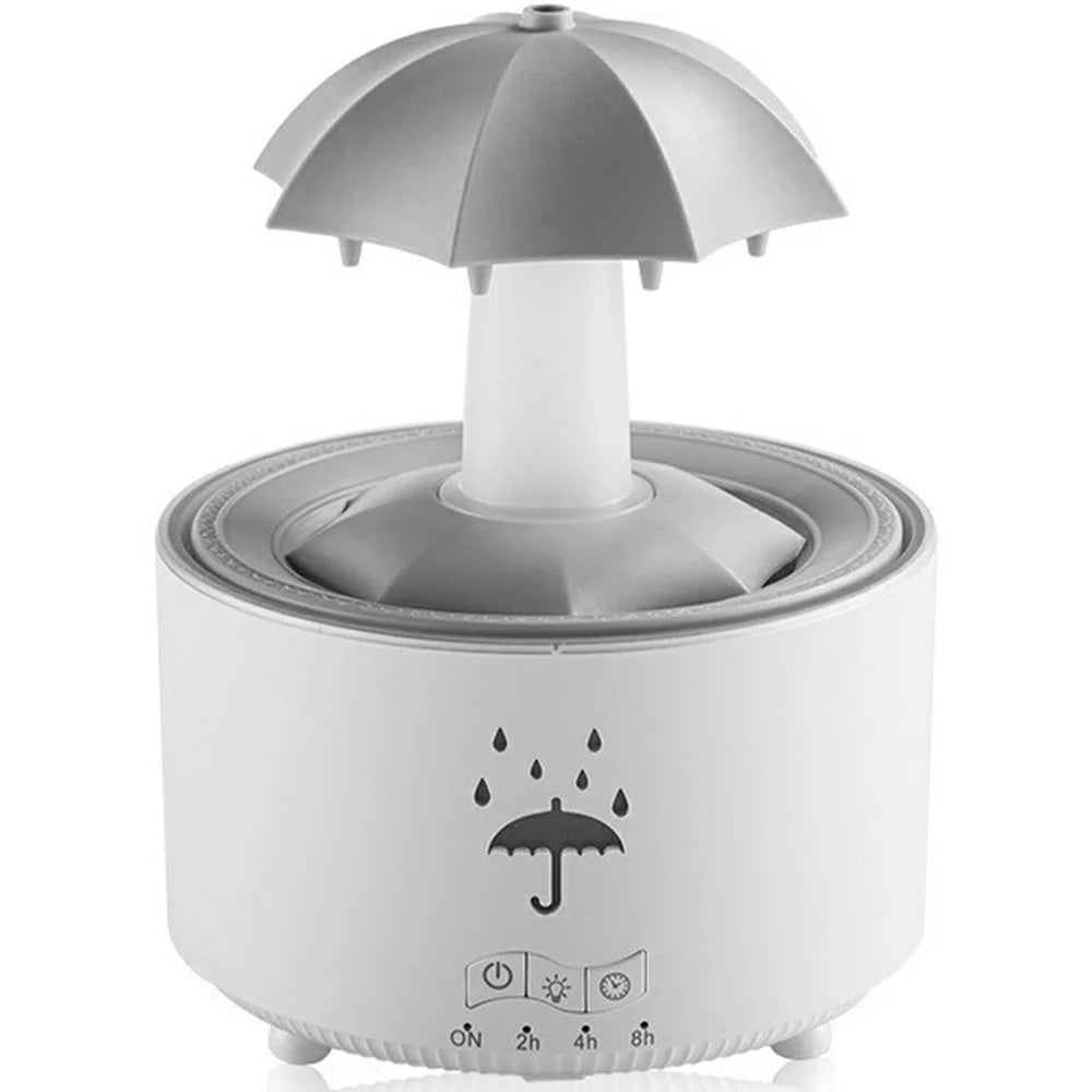 Rotating Raindrop Aroma Diffuser Large Mist Essential Oil Humidifier 7 Color LED For Home Office - EU Plug - White - 1