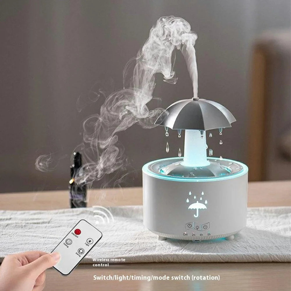Rotating Raindrop Aroma Diffuser Large Mist Essential Oil Humidifier 7 Color LED For Home Office - EU Plug - White - 5