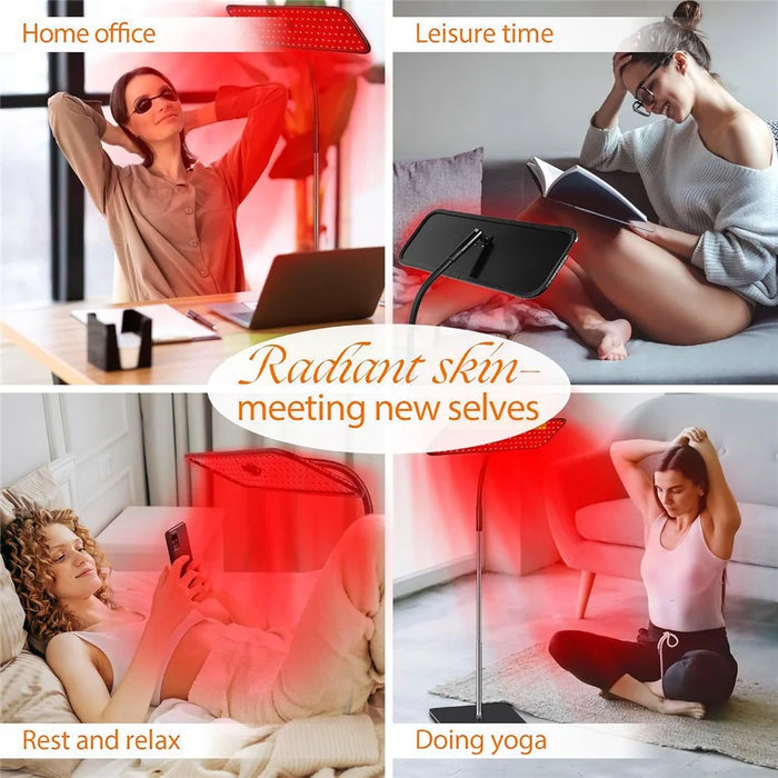 660nm 850nm LED Red Light Therapy Panel with Stand Near Infrared Therapy Lamp for Pain Relief  /  Skin Care - US Plug - 7