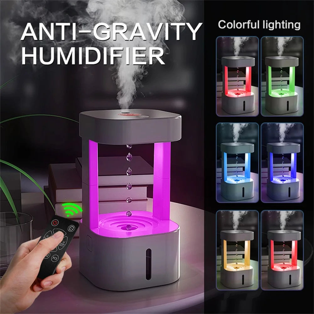 Anti Gravity Water Drop Humidifier Colorful LED Night Light Mist Diffuser with Remote Control - 3