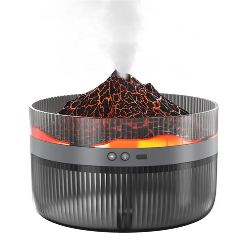 1.5L Large Capacity Volcano Shaped Humidifier Aroma Diffuser with Dual Color Light Mist Maker for Home Office - Black - 1