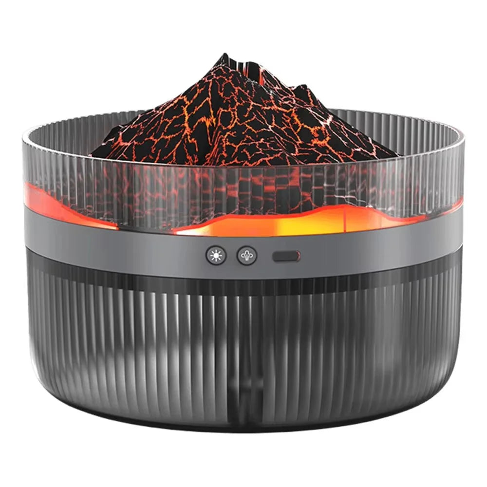 1.5L Large Capacity Volcano Shaped Humidifier Aroma Diffuser with Dual Color Light Mist Maker for Home Office - Black - 2