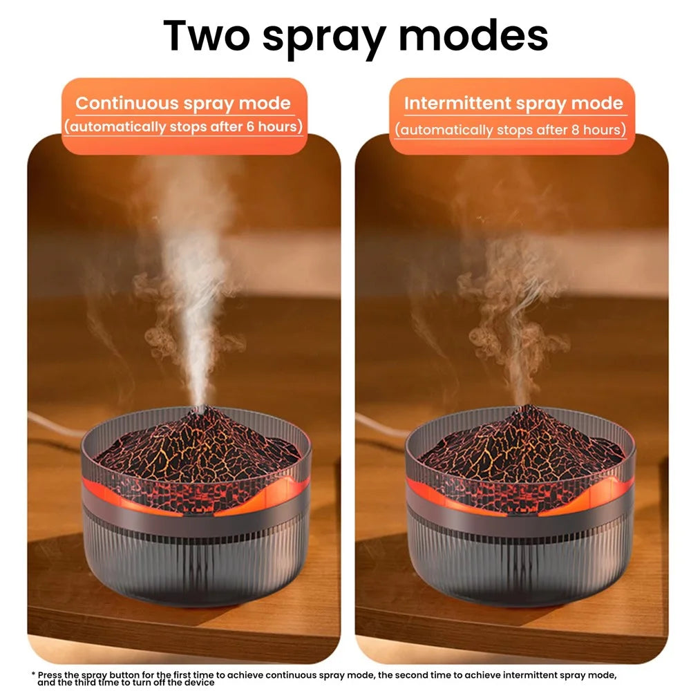 1.5L Large Capacity Volcano Shaped Humidifier Aroma Diffuser with Dual Color Light Mist Maker for Home Office - Black - 6