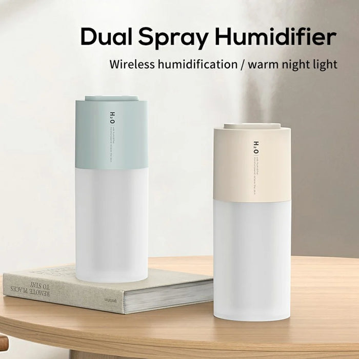 400ml Dual Mist Humidifier USB Portable Moisturizer with Night Light for Home / Car Atomizer - Green - 2