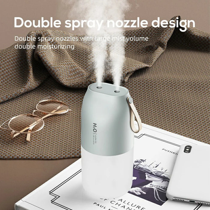 300ml Dual Mist Humidifier Portable USB Air Moisturizer with Night Light for Car / Home / Office Desktop - Green - 3