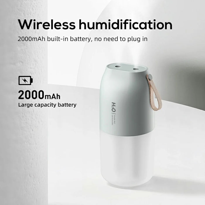 300ml Dual Mist Humidifier Portable USB Air Moisturizer with Night Light for Car / Home / Office Desktop - Green - 5