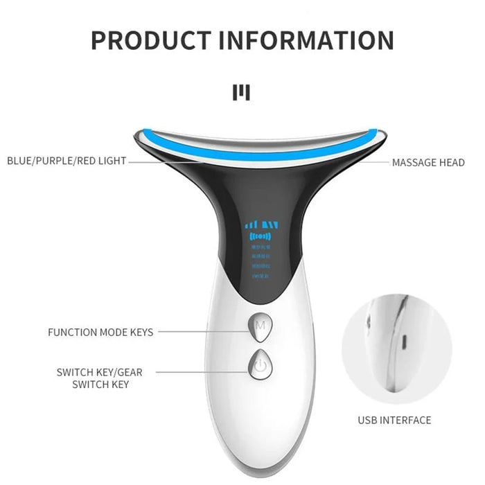 2032 EMS Microcurrent Anti Wrinkle Neck Massager Light Therapy Skin Tightening Electric Neck Meter - 2