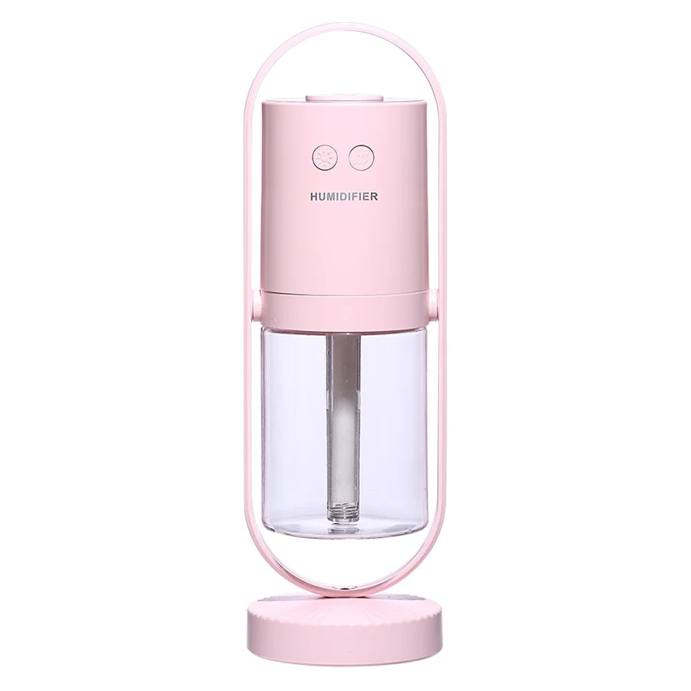 Multi-functional Rotating Mini LED Projector USB Humidifier Ultra Quiet Air Purifier for Bedroom - Pink - 1