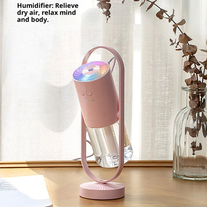 Multi-functional Rotating Mini LED Projector USB Humidifier Ultra Quiet Air Purifier for Bedroom - Pink - 2