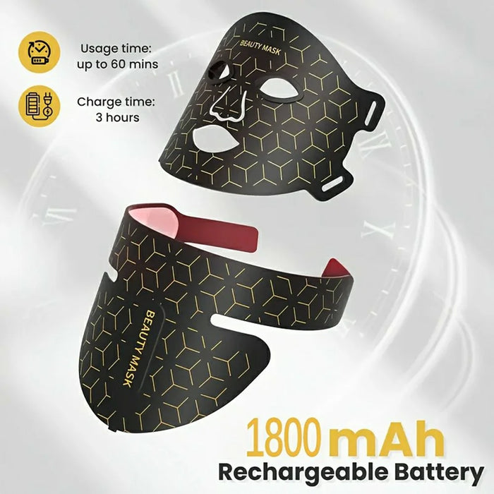 LED Light Therapy Mask 7 Color Silicone Face  /  Neck Beauty Device Skin Rejuvenation For Home Use - Black - 3