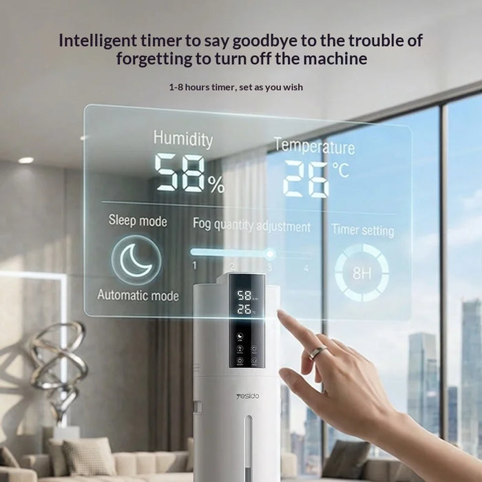 YESIDO EC31 Smart Humidifier 9L Large Capacity Tank Ultrasonic Tower Humidifier with Timer for Bedroom Living Room - EU Plug/White - 4