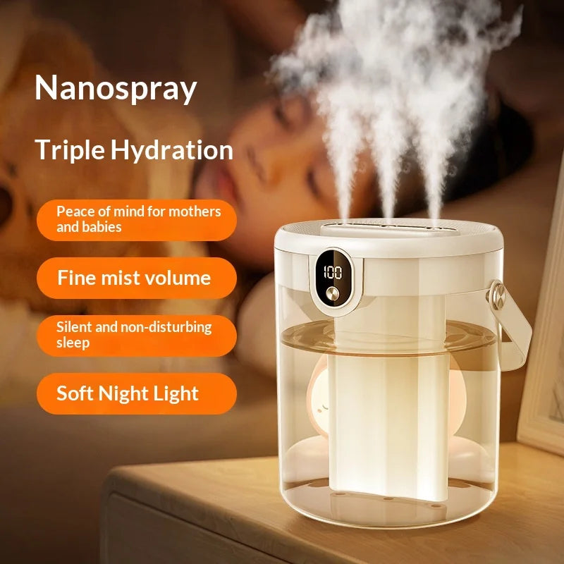 H80 Air Humidifier 1.5L Large Capacity Triple Spray Quiet Ultrasonic Mist Maker for Home Office - Beige - 2
