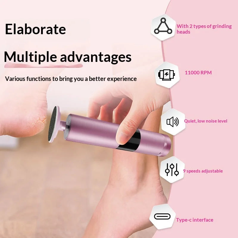 GML-21 Electric Foot File 9 Speed Levels Dead Skin Callus Remover LCD Display Pedicure Tool for Salon Home - Black - 2