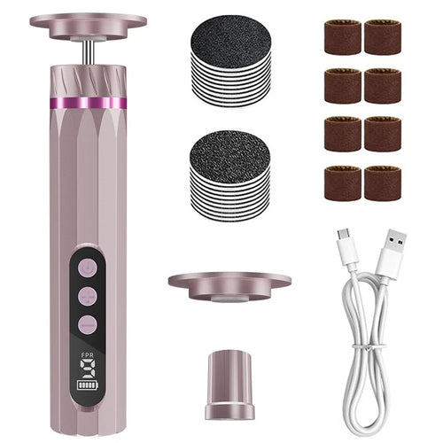 GML-255 Electric Callus Remover 9 Speed Levels Metal Body Digital Display Foot File for Home Salon - Pink - 1