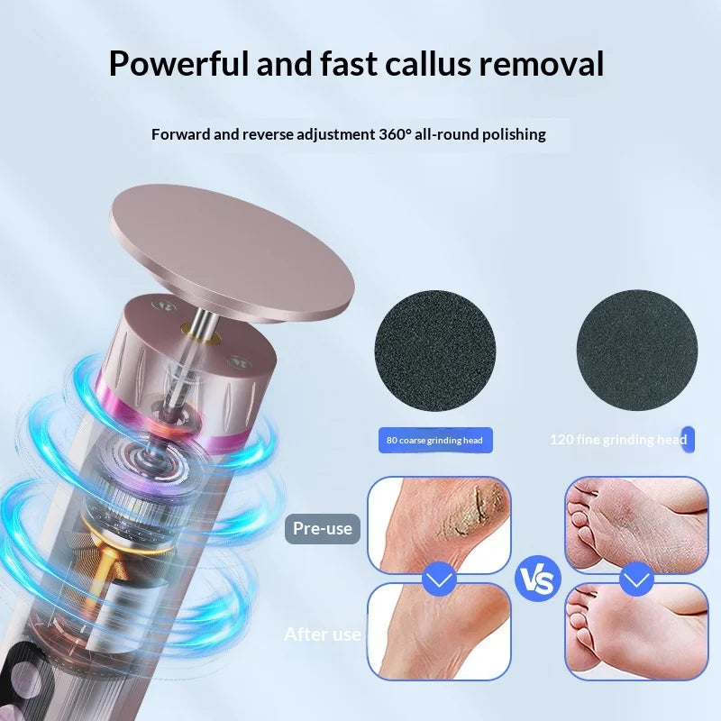 GML-255 Electric Callus Remover 9 Speed Levels Metal Body Digital Display Foot File for Home Salon - Pink - 7