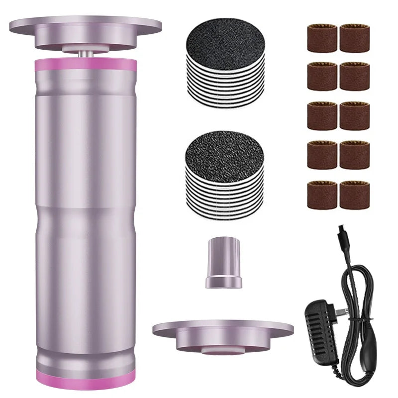 GMC-252 Electric Foot File Callus Remover Variable Speed Pedicure Tool for Home Salon, EU Plug - Pink - 1