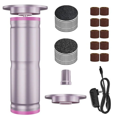 GMC-252 Electric Foot File Callus Remover Variable Speed Pedicure Tool for Home Salon, EU Plug - Pink - 1