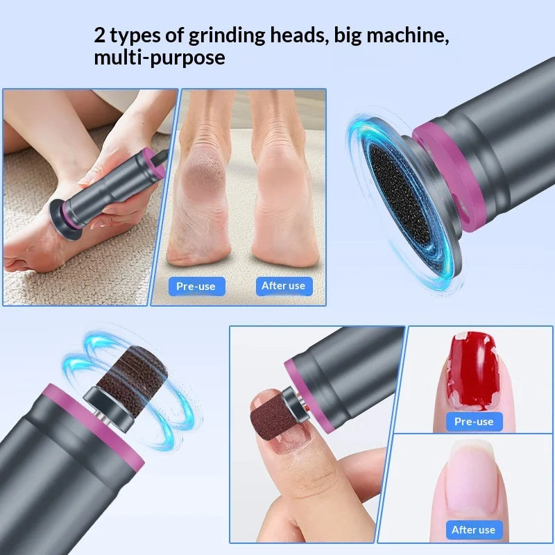 GMC-252 Electric Foot File Callus Remover Variable Speed Pedicure Tool for Home Salon, EU Plug - Pink - 3
