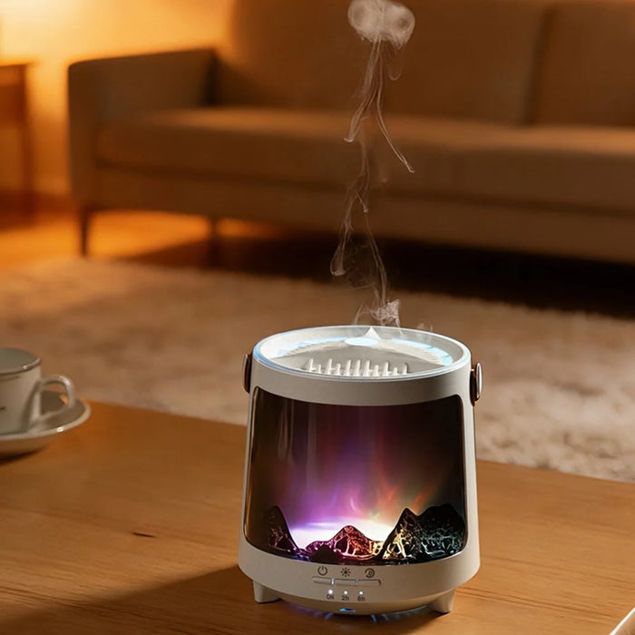 V93 Aurora Aroma Diffuser Ultrasonic 300ml 7-Color LED Jellyfish Smoke Ring Humidifier for Desktop - White - 3