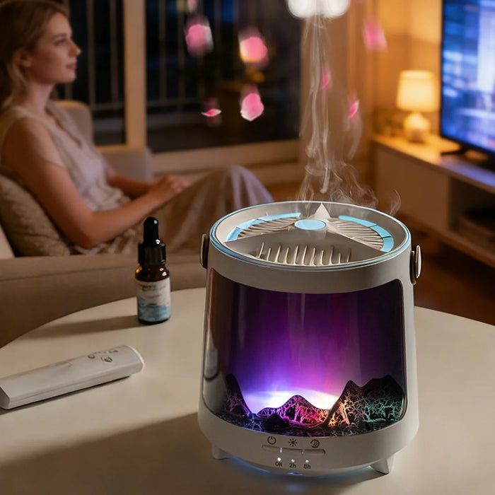V93 Aurora Aroma Diffuser Ultrasonic 300ml 7-Color LED Jellyfish Smoke Ring Humidifier for Desktop - White - 5