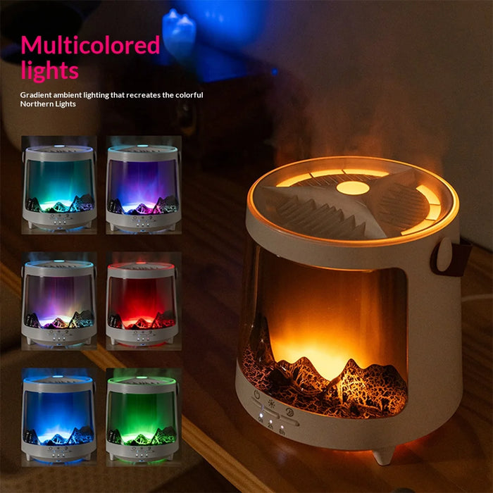 V93 Aurora Aroma Diffuser Ultrasonic 300ml 7-Color LED Jellyfish Smoke Ring Humidifier for Desktop - White - 6