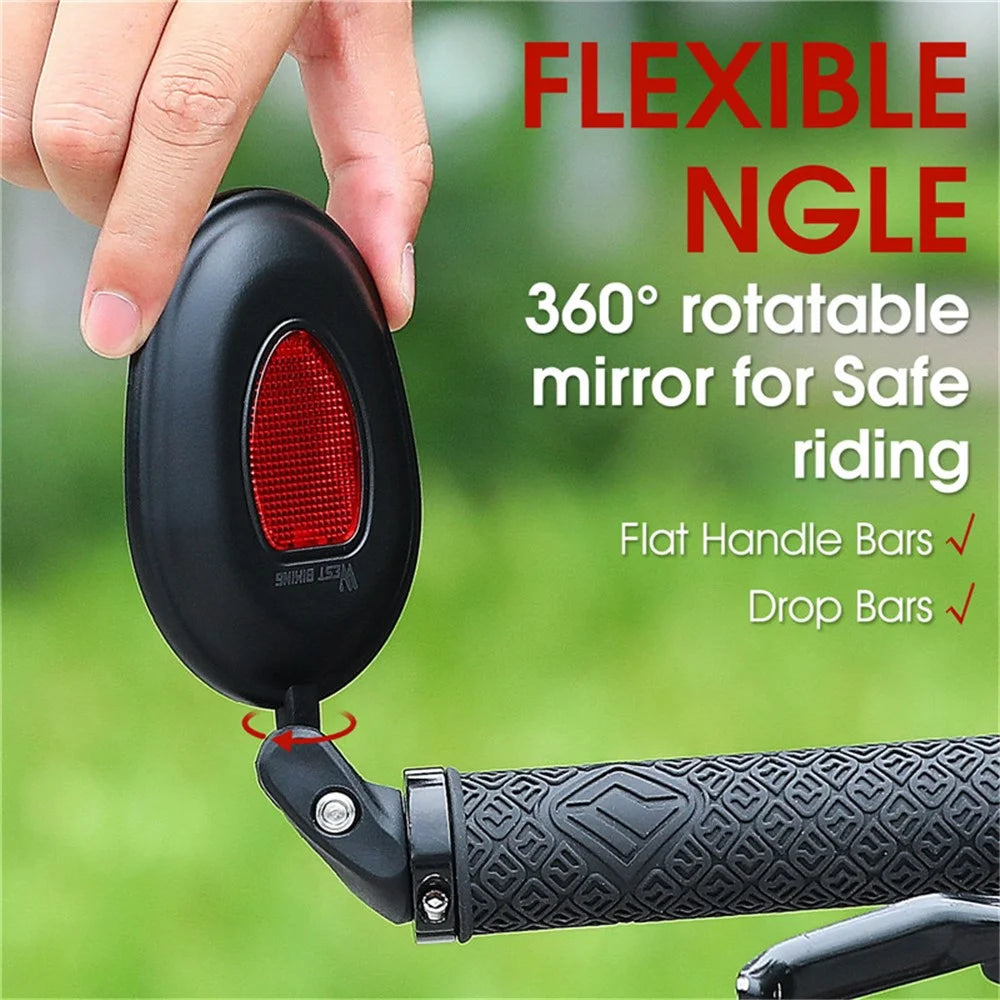 1Pc WEST BIKING YP0720031 Wide Angle Bike Rearview Mirror 360° Rotation MTB Road Bicycle Handlebar Mirror - 5