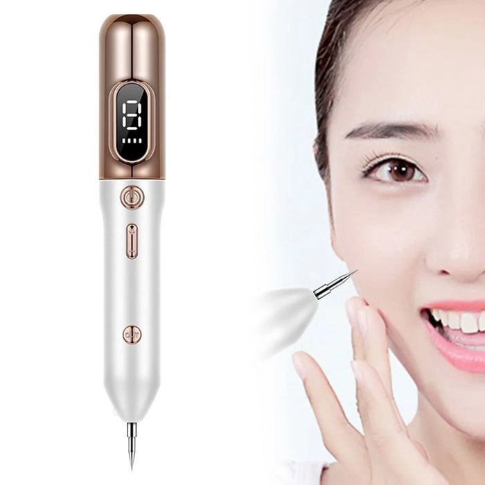 E23 Portable Beauty Equipment Replaceable Needles USB Charging 9 Levels Adjustable Skin Nevus Tag Removal Kit Tools for Home Usage - Gold - 1