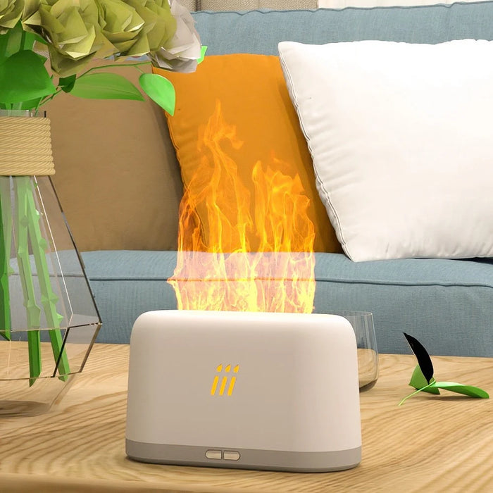 FLAME-001 Simulation Flame Aroma Air Humidifier Desktop Mist Humidifier Aromatherapy Diffuser Yellow Flame - Yellow - 4