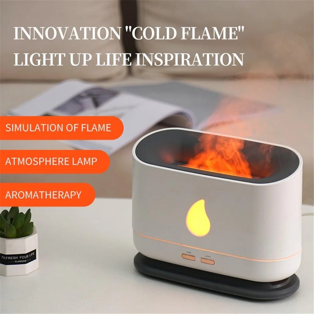 A10 Simulation Flame Timing Setting Automatical Aroma Essential Oils Diffuser Ultrasonic Air Humidifier - White - 3