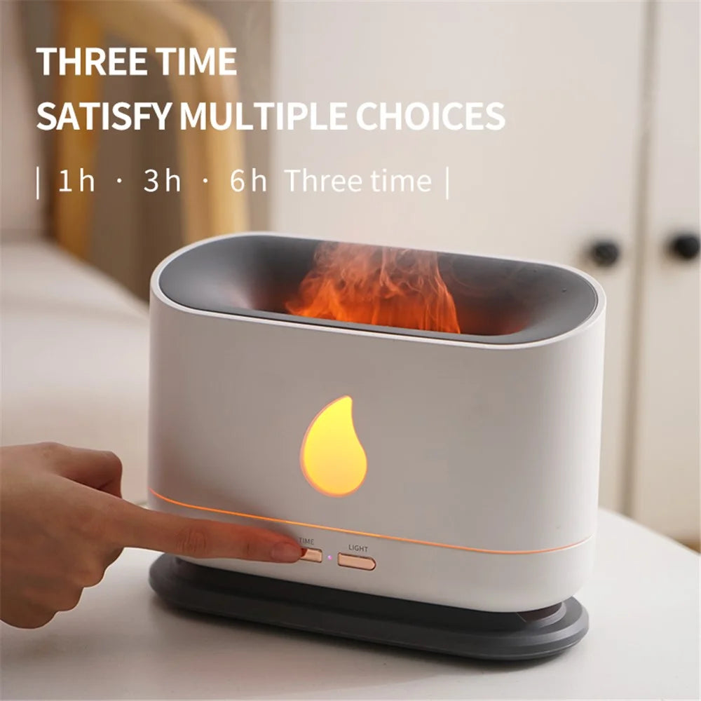 A10 Simulation Flame Timing Setting Automatical Aroma Essential Oils Diffuser Ultrasonic Air Humidifier - White - 4