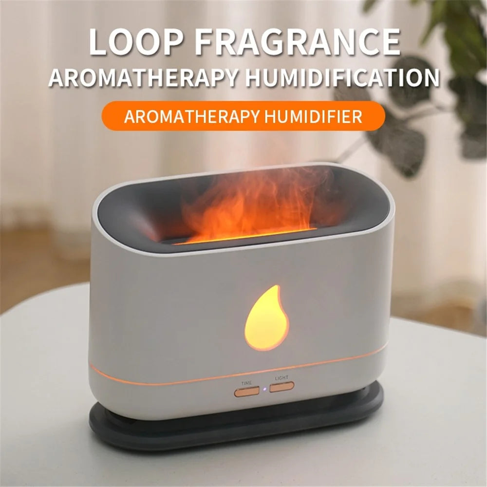 A10 Simulation Flame Timing Setting Automatical Aroma Essential Oils Diffuser Ultrasonic Air Humidifier - White - 6