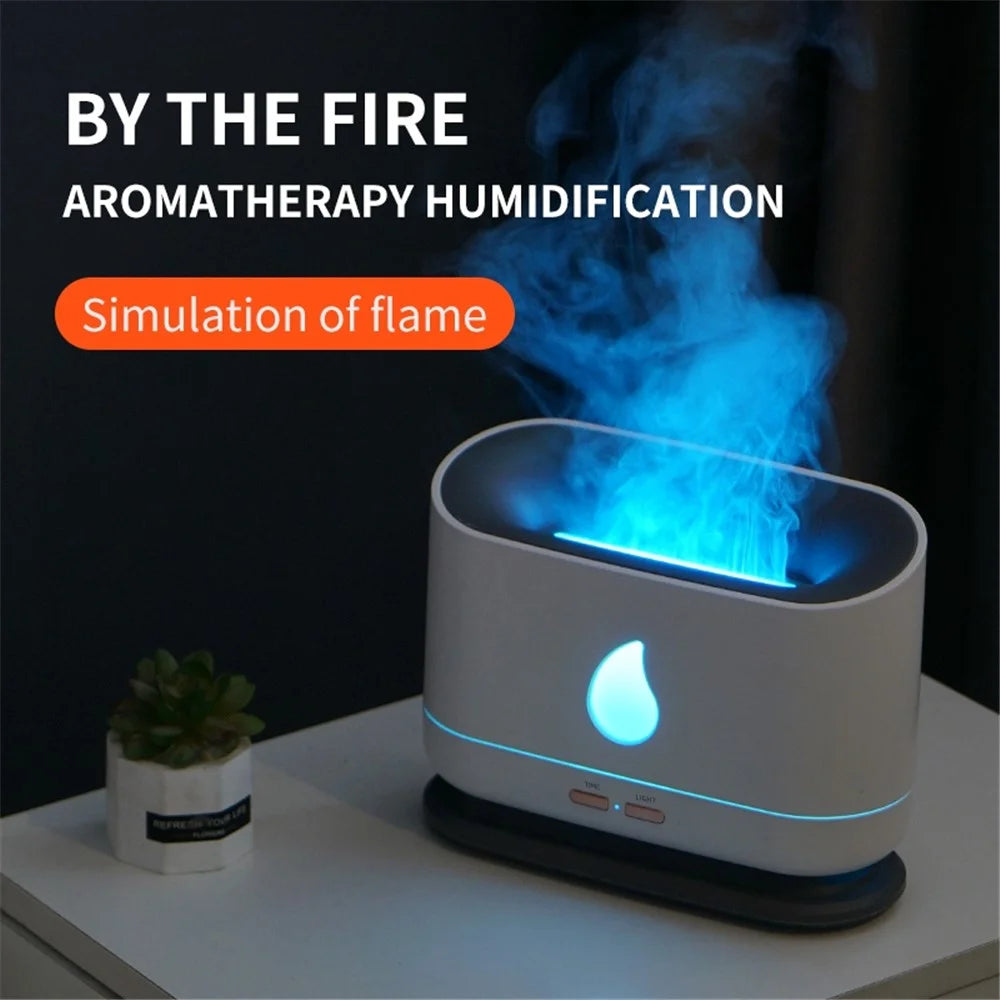 A10 Simulation Flame Timing Setting Automatical Aroma Essential Oils Diffuser Ultrasonic Air Humidifier - White - 7