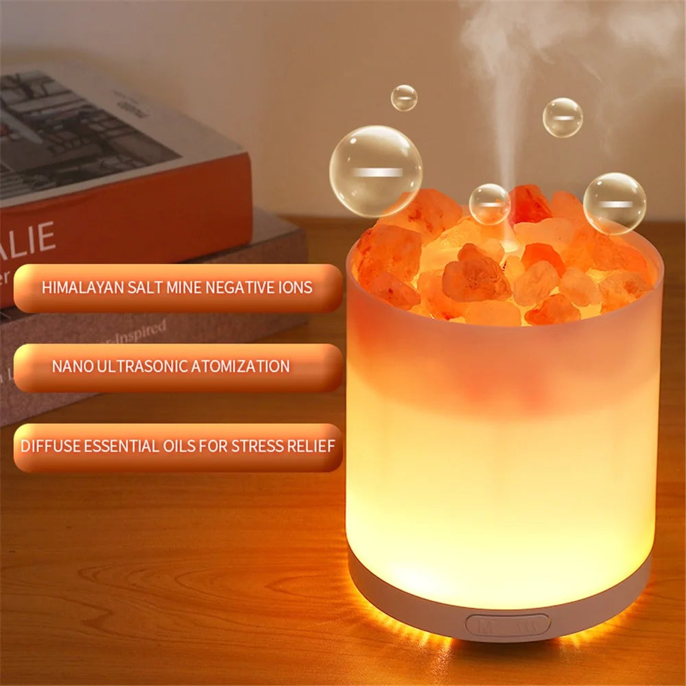 A5 Salt Stone Air Humidifier Negative Ion Aroma Diffuser Desktop Mist Maker Silent Fog Sprayer with Light Effect - 3