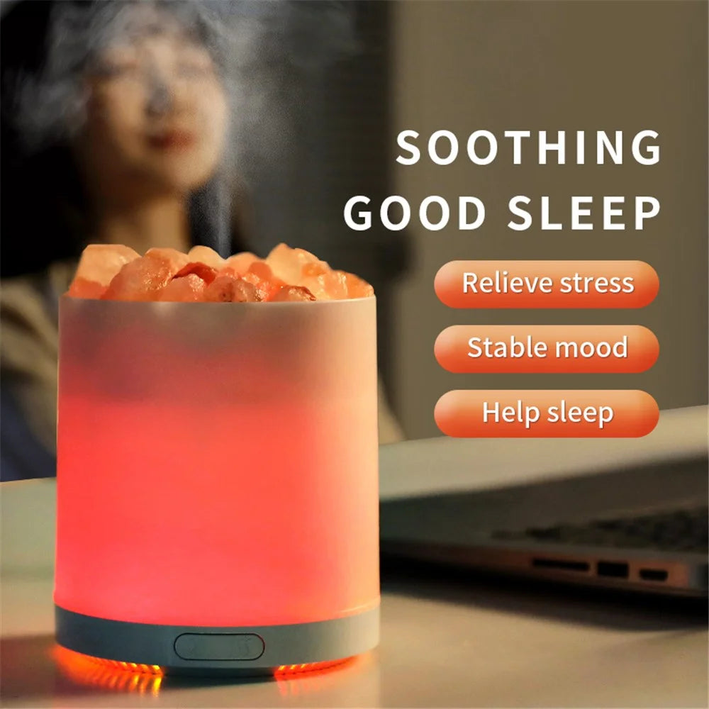 A5 Salt Stone Air Humidifier Negative Ion Aroma Diffuser Desktop Mist Maker Silent Fog Sprayer with Light Effect - 4
